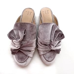 A New Day Velvet Bow Mule Slip On Shoes Purple 6.5